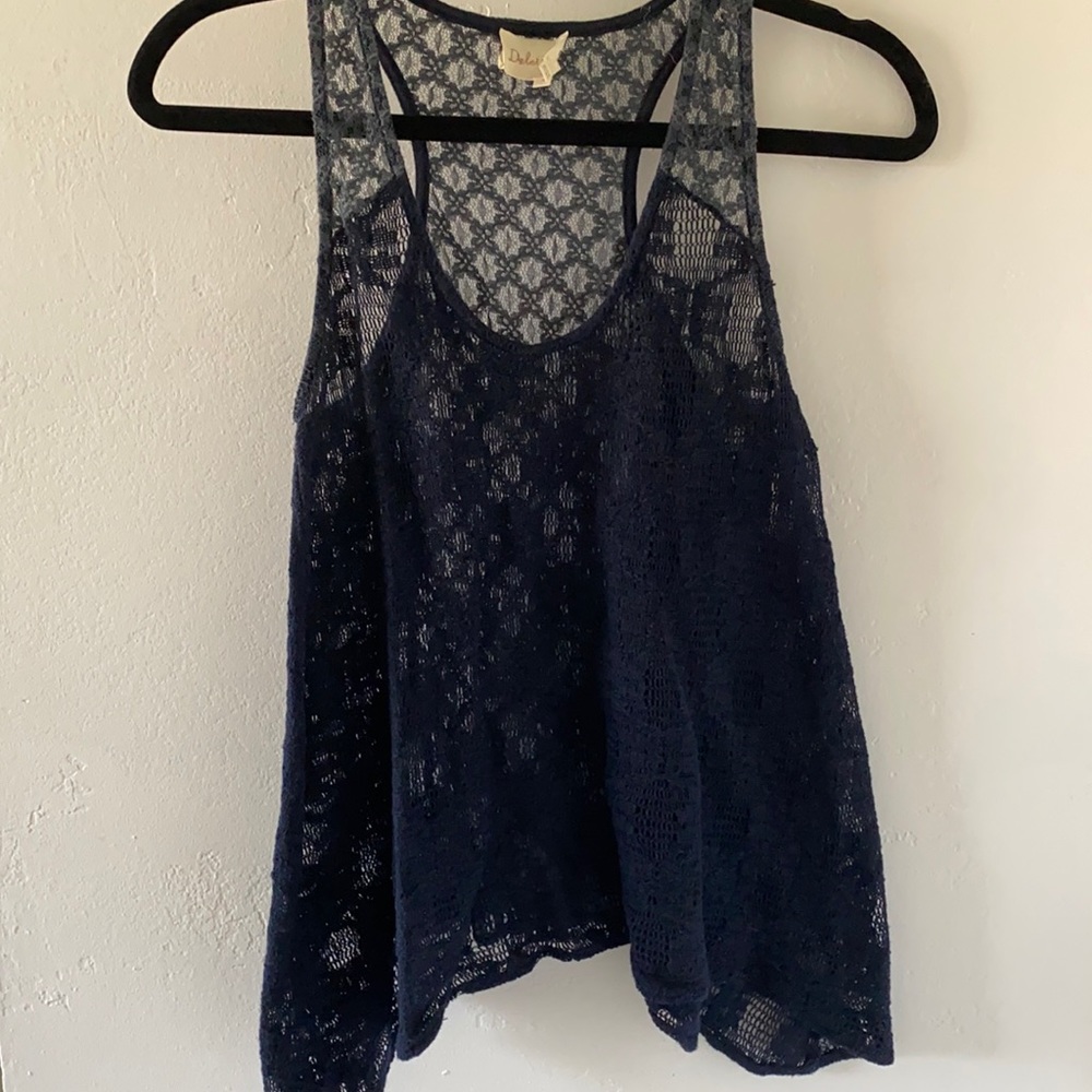 Anthropology blue lace tank top